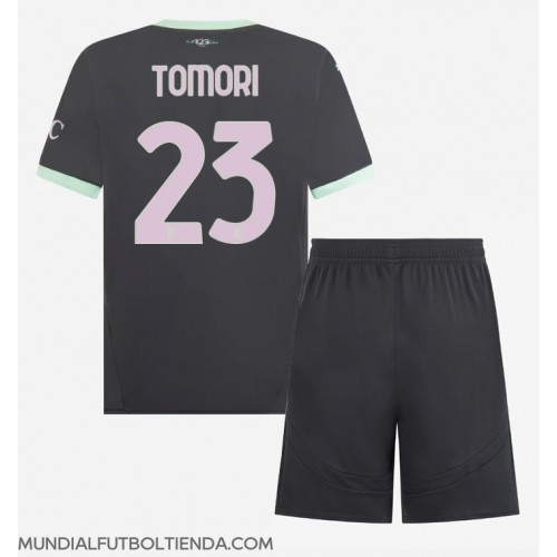 Camiseta AC Milan Fikayo Tomori #23 Tercera Equipación Replica 2024-25 para niños mangas cortas (+ Pantalones cortos)